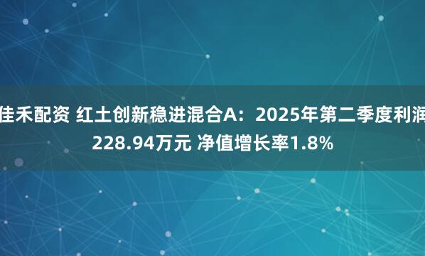佳禾配资 红土创新稳进混合A：2025年第二季度利润228.94万元 净值增长率1.8%